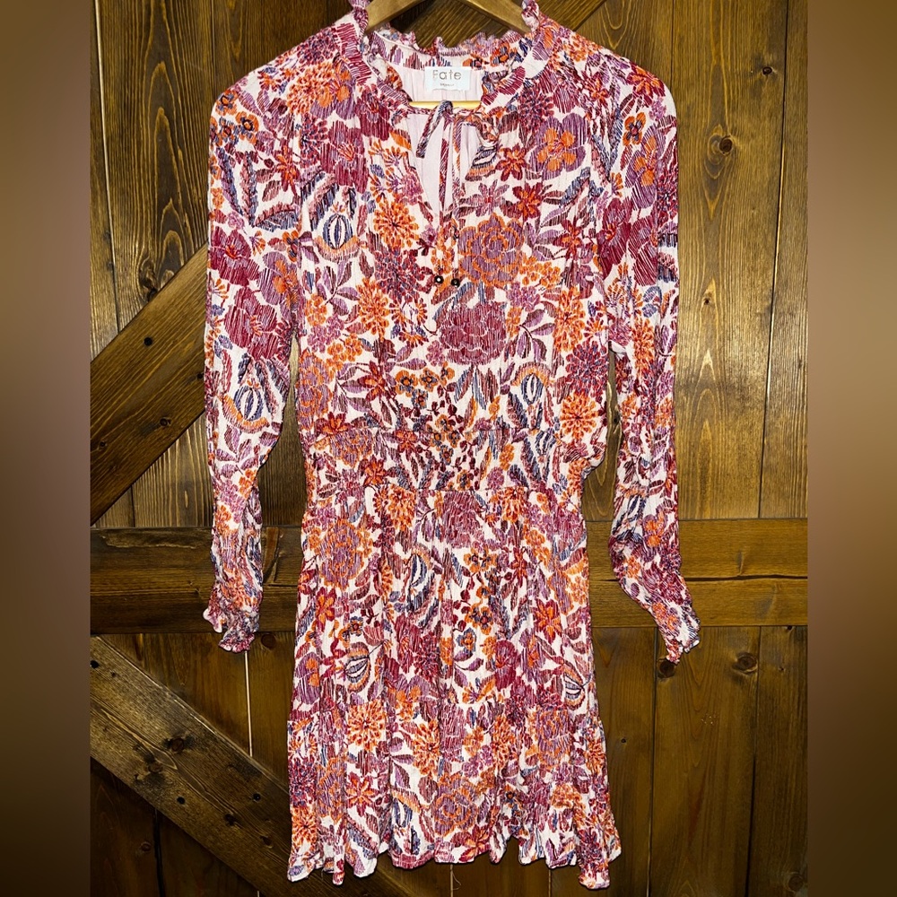 Fate Floral Print Dress - Red and Orange size M